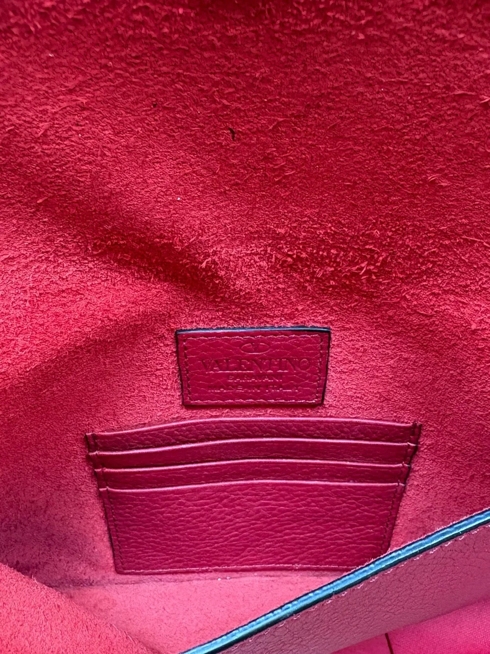 Valentino Garavani Red Leather Rockstud Envelope Clutch